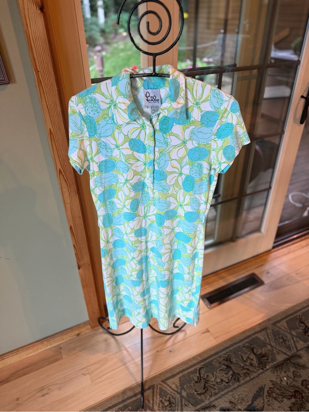 Lilly Pulitzer Guava Green Crab Cake, Floral Polo Mini Dress White Label Small